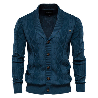 Men's V-neck Cardigan Loose Sweater Solid Colour