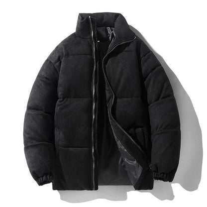 Men's Padded Warm Bread Suit Cotton Puffer Coat | Suede Parka Jacket