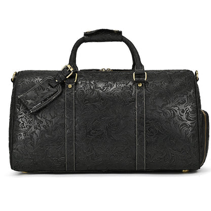 Mens Vintage Print Luggage Bag | Cowhide Leisure Gym Hand Bag