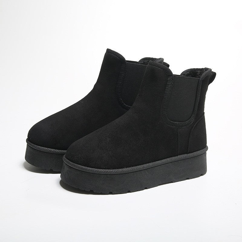 Womens Smoke Pipe Ankle Boots | Thick Bottom Velvet Padded Winter Shoes