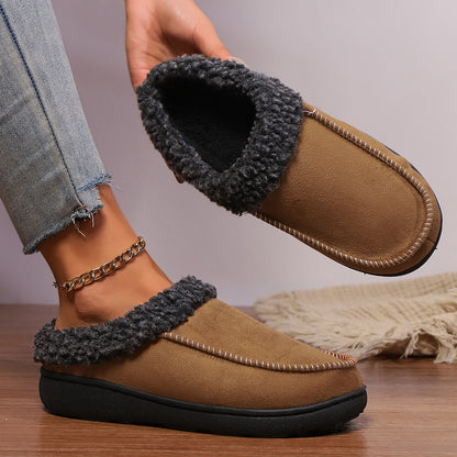 Womens Thickened  Winter Indoor Half-covered Fur Cotton Slippers