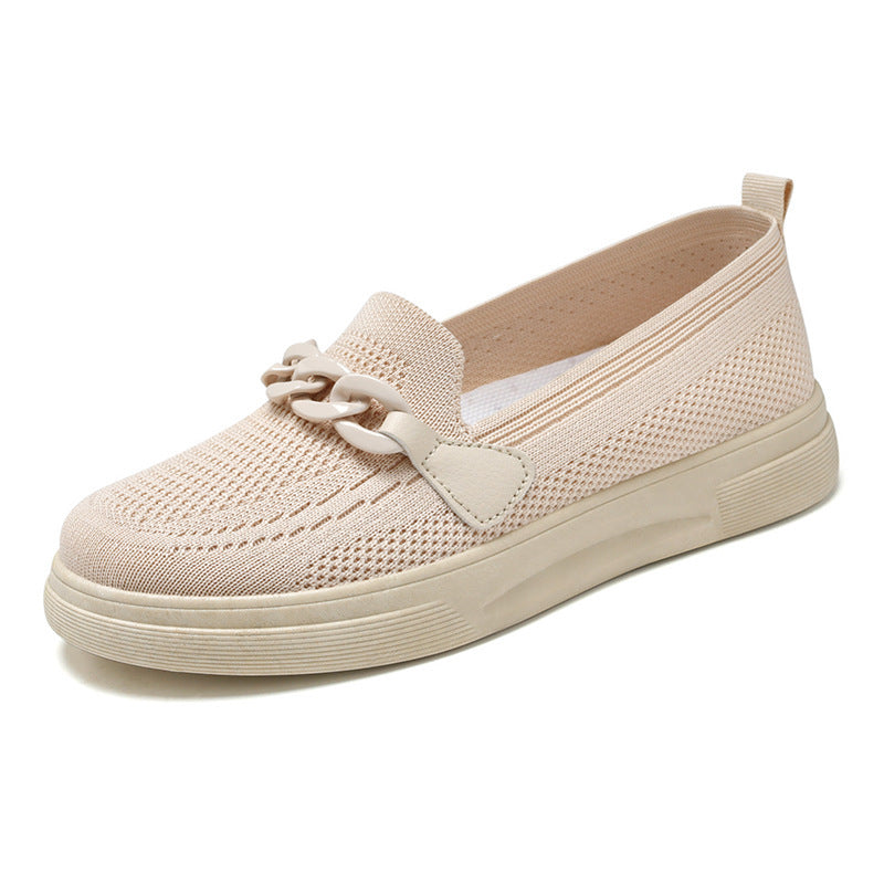Women's Comfortable Chain Slip On Round Toe Casual Flats