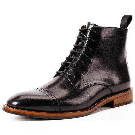 High-top Lace-up Men's Leather Boots Cowhide Britis Leather Shoe by LAKD London
