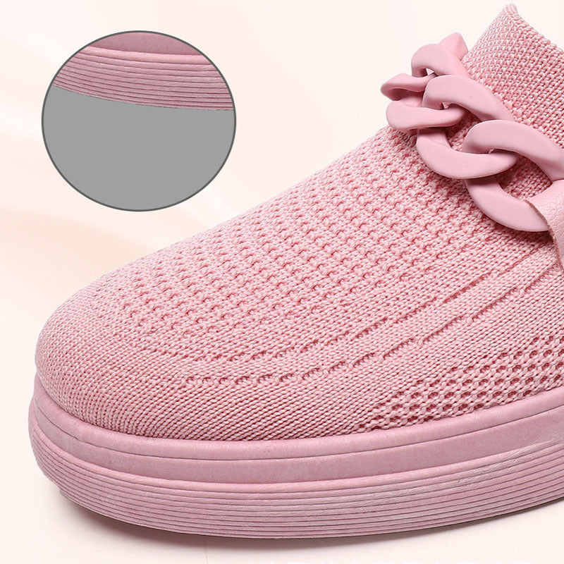 Women's Comfortable Chain Slip On Round Toe Casual Flats