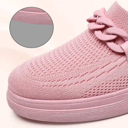 Women's Comfortable Chain Slip On Round Toe Casual Flats