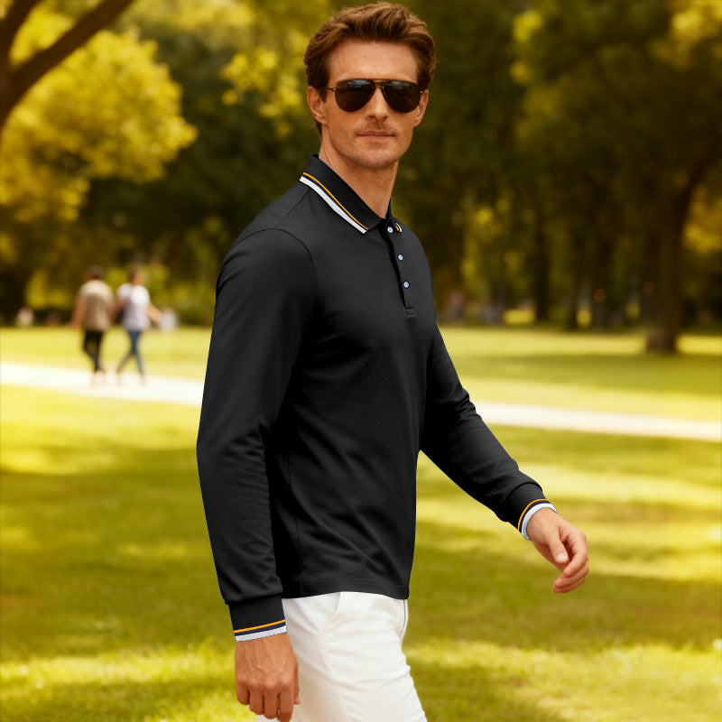 Men's Casual Jacquard Polo Shirt Quick Drying Breathable Summer Style