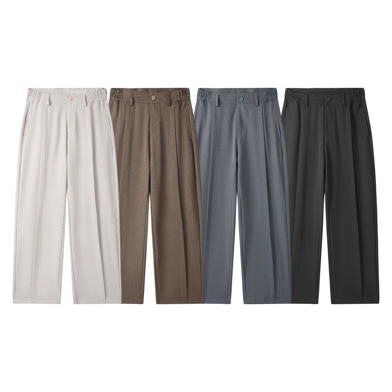 Mens Loose Casual Suit Pants Versatile Straight Draping Effect Trousers