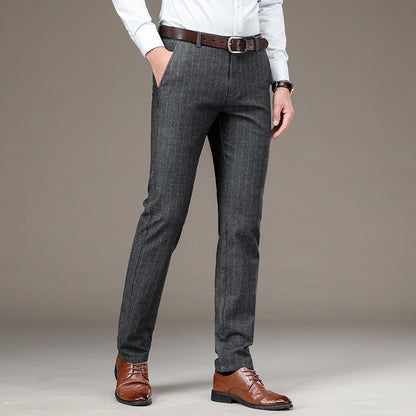 Men's Casual Cotton Trousers | Striped Suit Trousers by LAKD London