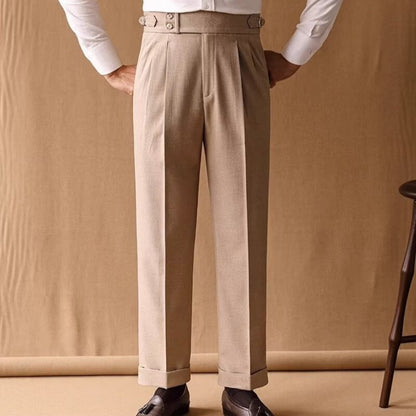 Men's Old Money Straight Leg High Waist Formal Trousers Comfortable