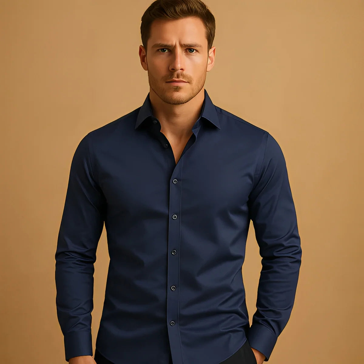 Men's Solid Colour Button Down Long Sleeve Summer Lapel Shirt