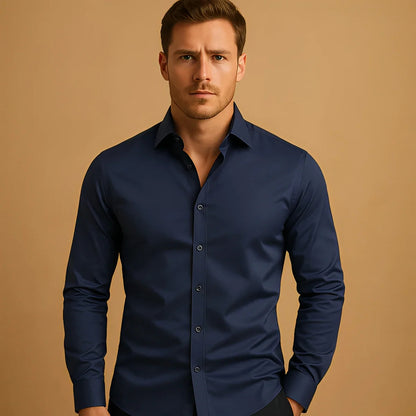 Men's Solid Colour Button Down Long Sleeve Summer Lapel Shirt