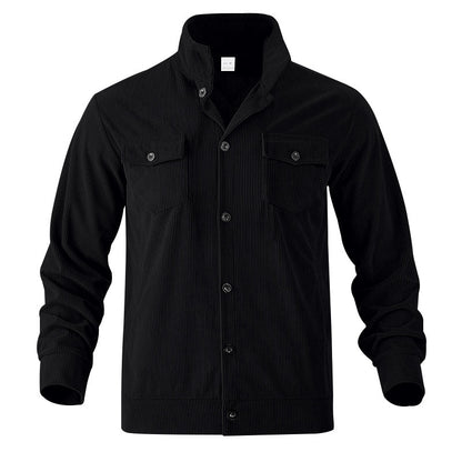 Mens Versatile Corduroy Multi-pocket Long Sleeve Stand-up Collar Jacket
