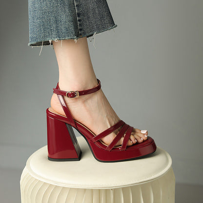 Womens European Style Roman High Heels | Glossy Event Shoes