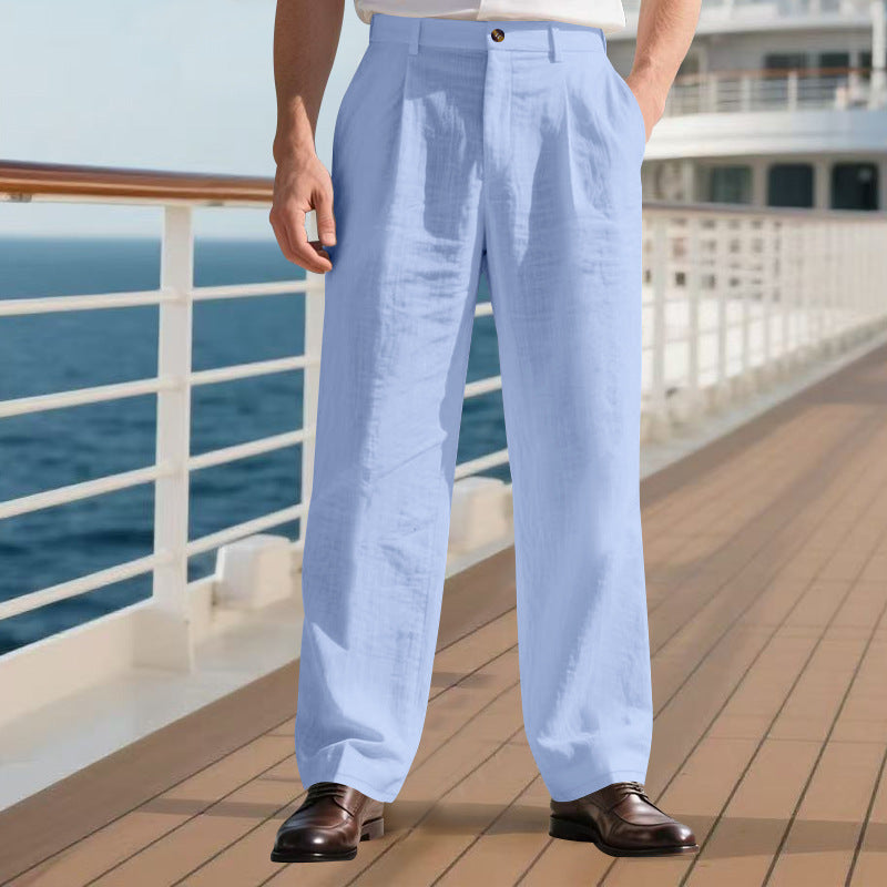 Mens Loose Straight Business Comfortable Suit Pants