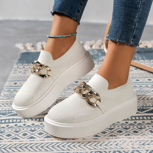 Womens Chain Flats Breathable Mesh Shoes