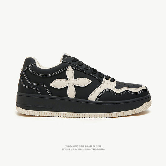Thick Sole High Heel Shoes | Niche White Sneakers