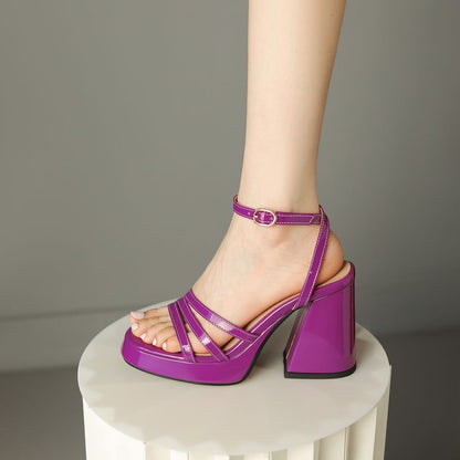 Womens European Style Roman High Heels | Glossy Event Shoes