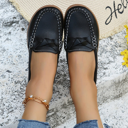 Womens Weave Design Flat Shoes - Soft Spring Summer Shoes