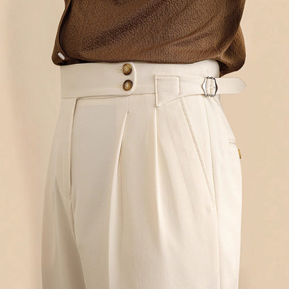 Mens High Waist Old Money Straight Trousers | Formal Business Pants