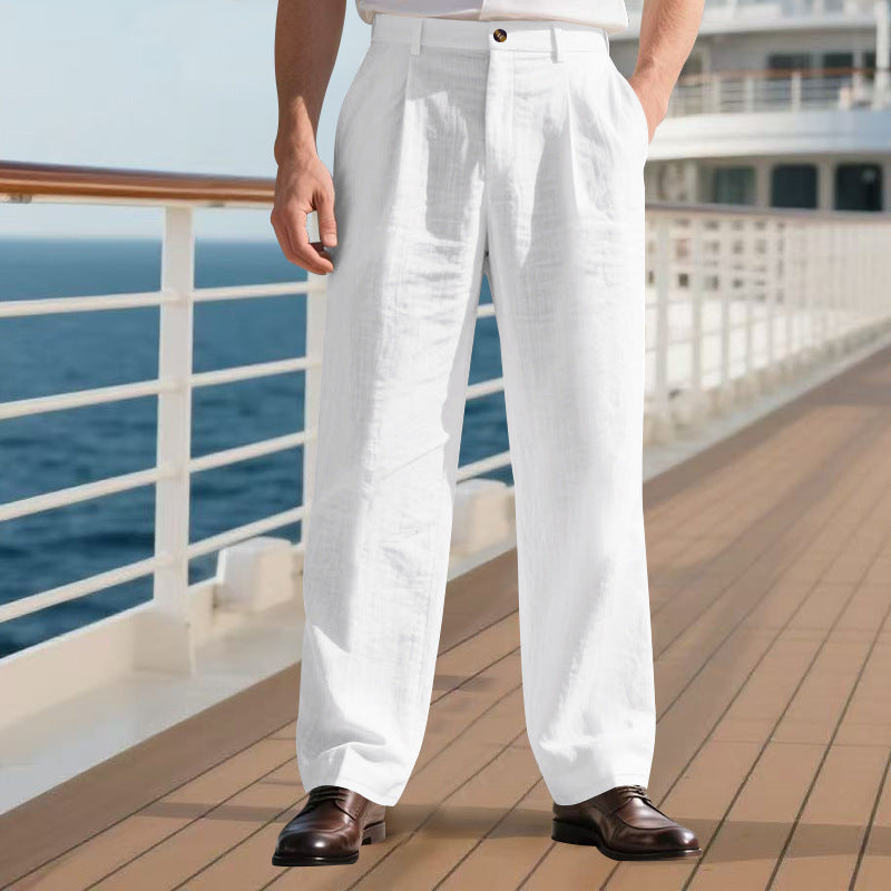 Mens Loose Straight Business Comfortable Suit Pants