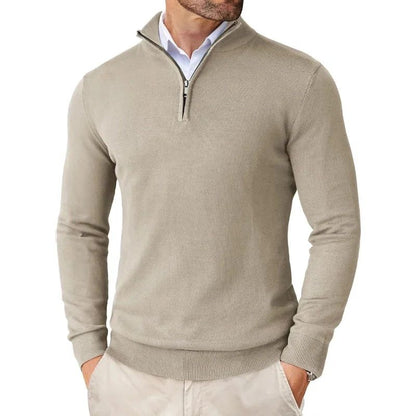 Men's Zipper Polo Ultra Thin Lightweight Long Sleeve Top Casual