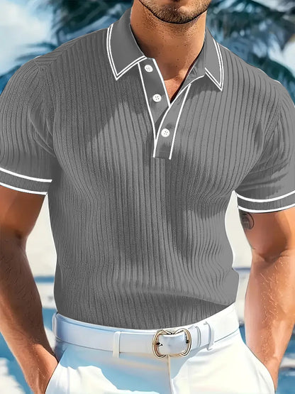 Men's Short-Sleeve Striped Polo Shirt Casual Summer Wear Everyday