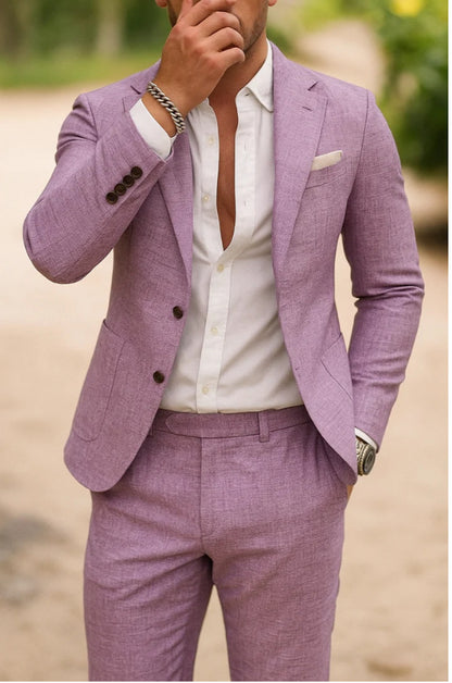 Men's Casual Slim Fit Two Piece Blazer Trouser Business Suit