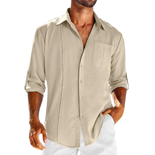 Men's Casual Long Sleeve Button Down Shirt With Pocket Detail - LAKD London