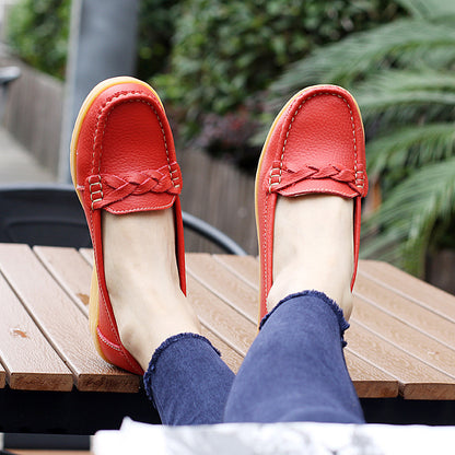 Women's Cowhide Gommino Soft Bottom Wedge Shoes