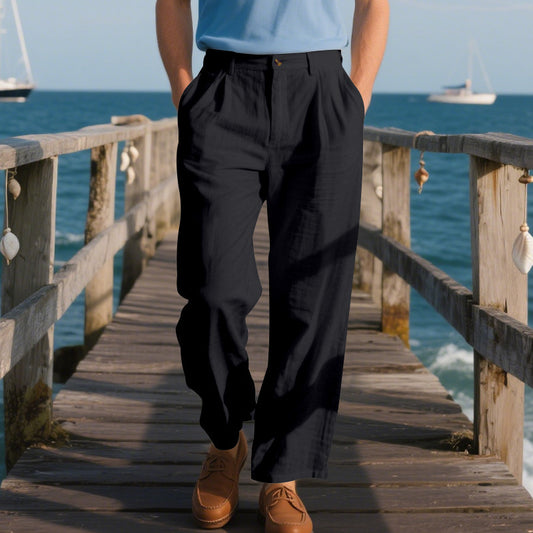Mens Loose Straight Business Comfortable Suit Pants