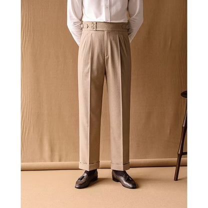 Men's Old Money Straight Leg High Waist Formal Trousers Comfortable