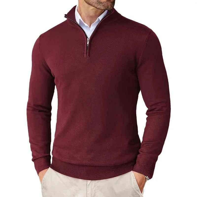 Men's Zipper Polo Ultra Thin Lightweight Long Sleeve Top Casual