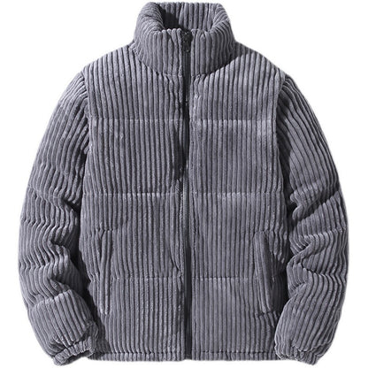 Men's Padded Warm Bread Suit Cotton Puffer Coat | Suede Parka Jacket