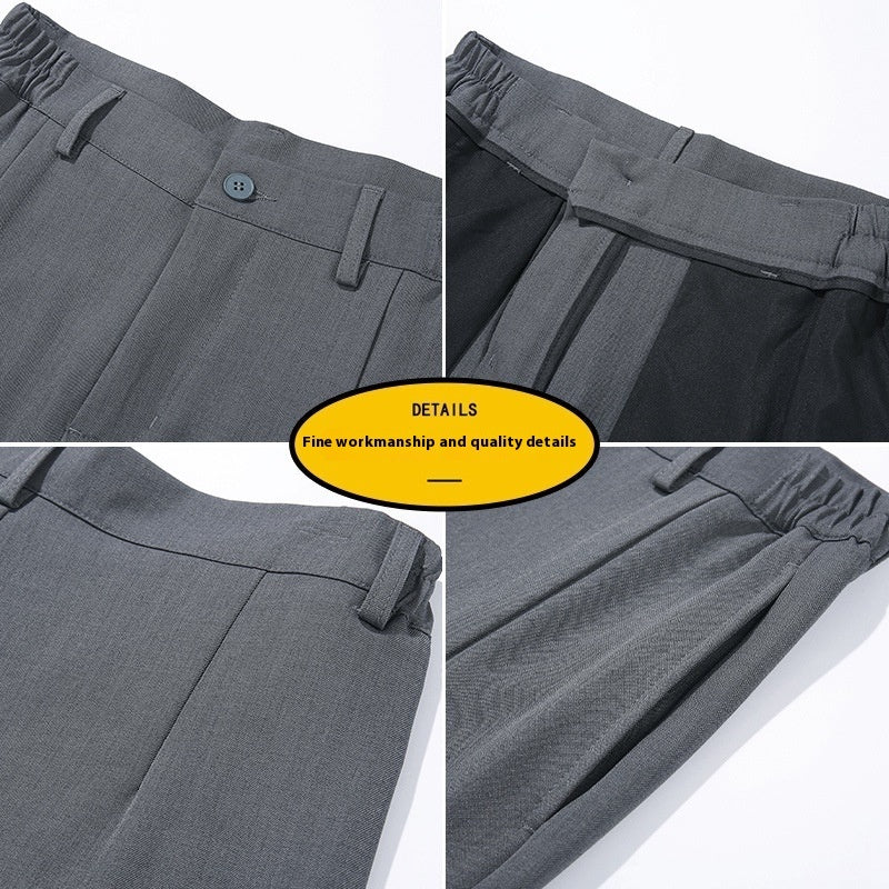 Mens Loose Casual Suit Pants Versatile Straight Draping Effect Trousers