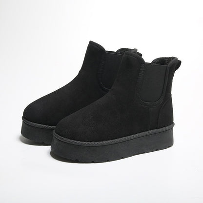 Womens Smoke Pipe Ankle Boots | Thick Bottom Velvet Padded Winter Shoes