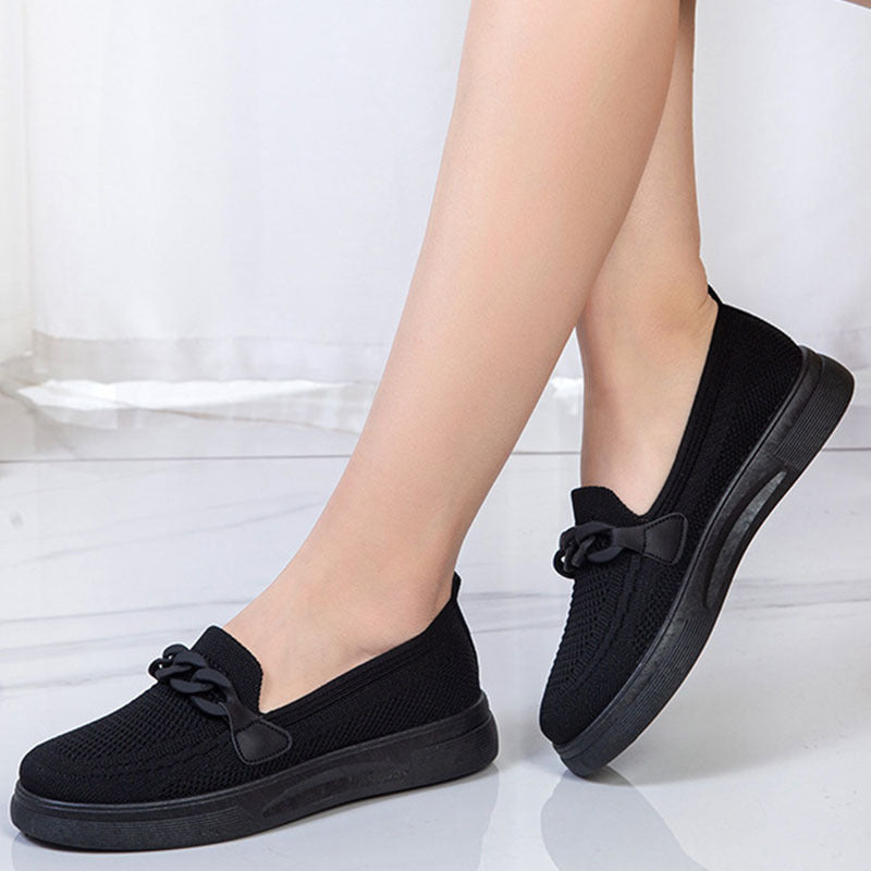 Women's Comfortable Chain Slip On Round Toe Casual Flats