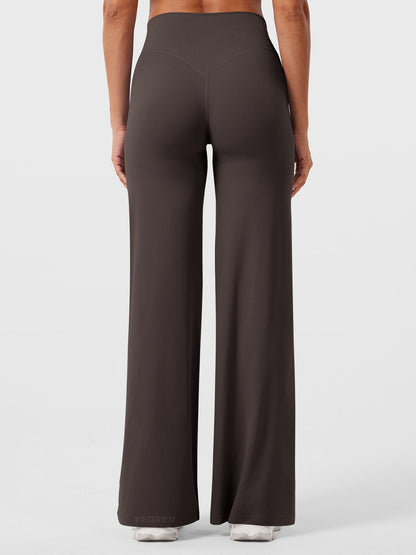 Women's Solid Summer High Waist Flared Wide Leg Pants