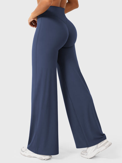 Women's Solid Summer High Waist Flared Wide Leg Pants